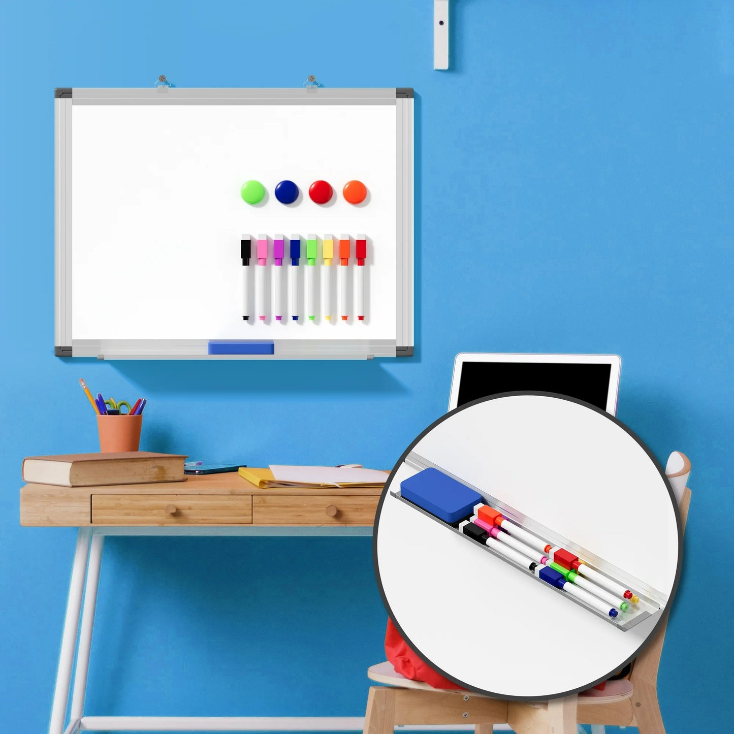 Tooloton Magnetic Whiteboard Dry Erase Board for Wall, 16" X 12" Hanging Small White Board