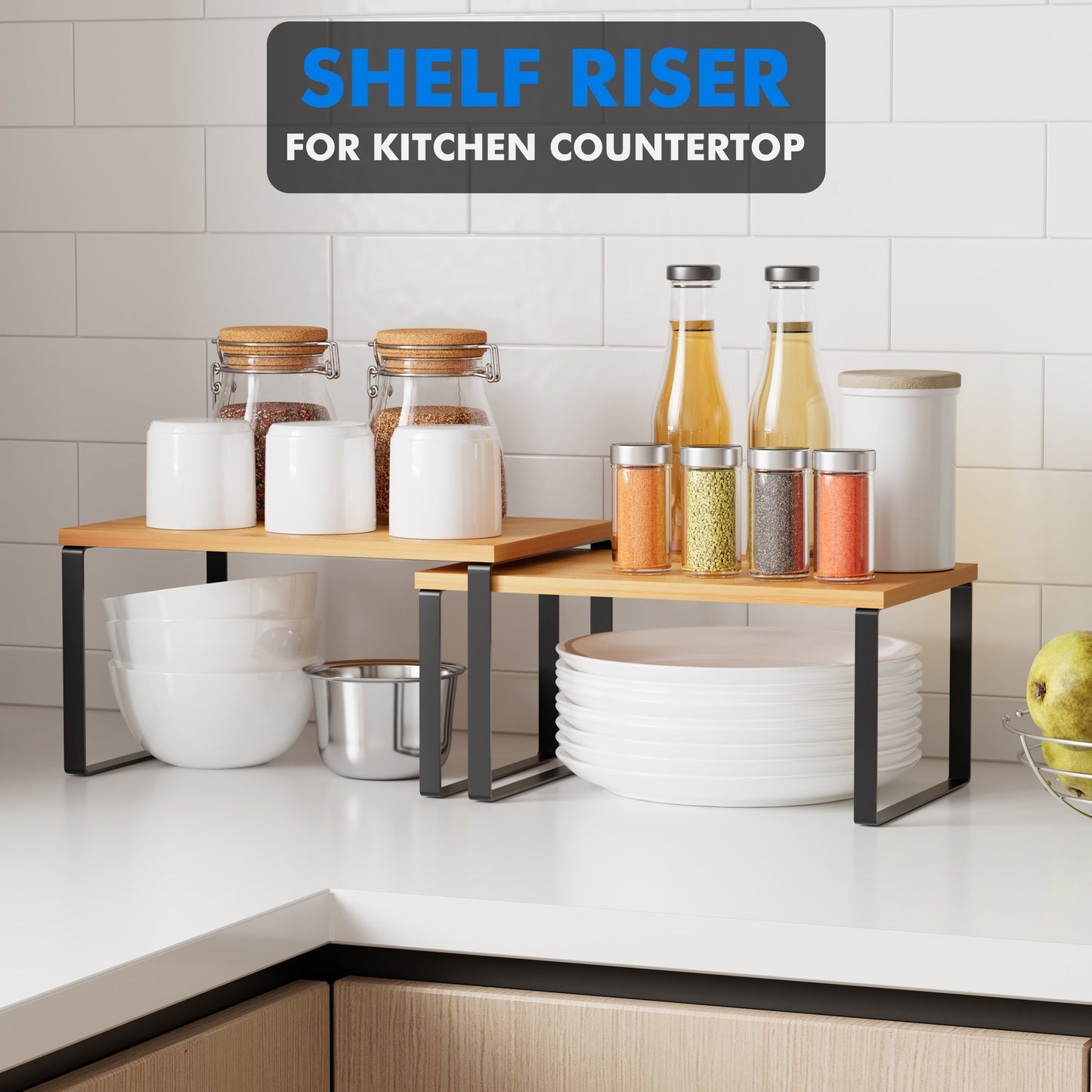 Tooloton 2 Pack Cabinet Organizers Shelf, Spice Rack, Kitchen Counter Shelves, Kitchen Storage