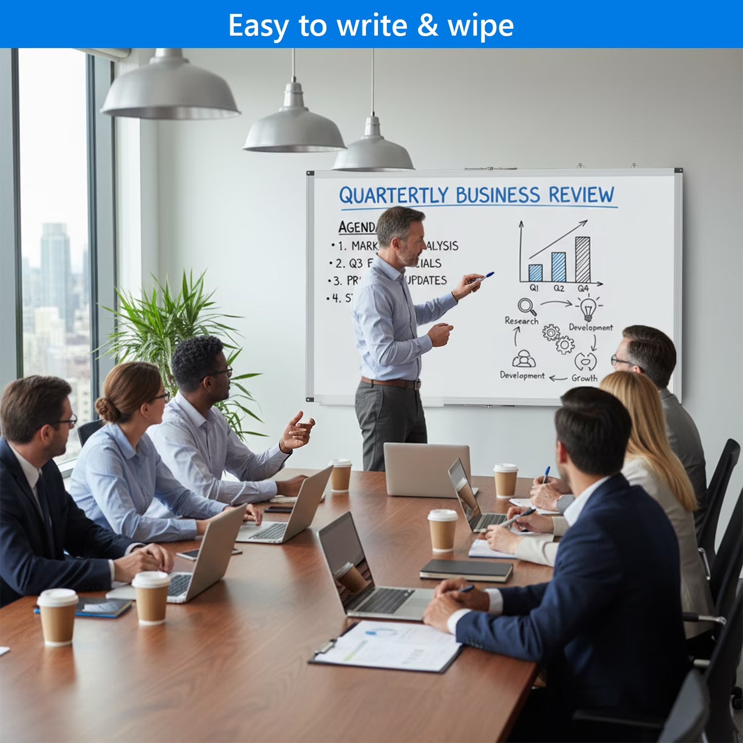 White Board Dry Erase 60 x 36,maxtek Large Magnetic Whiteboard 5' X 3' Dry Erase Board Foldable with Long Marker Tray for Wall-Mounted Aluminum Memo Board Supplies for Class Office & Home