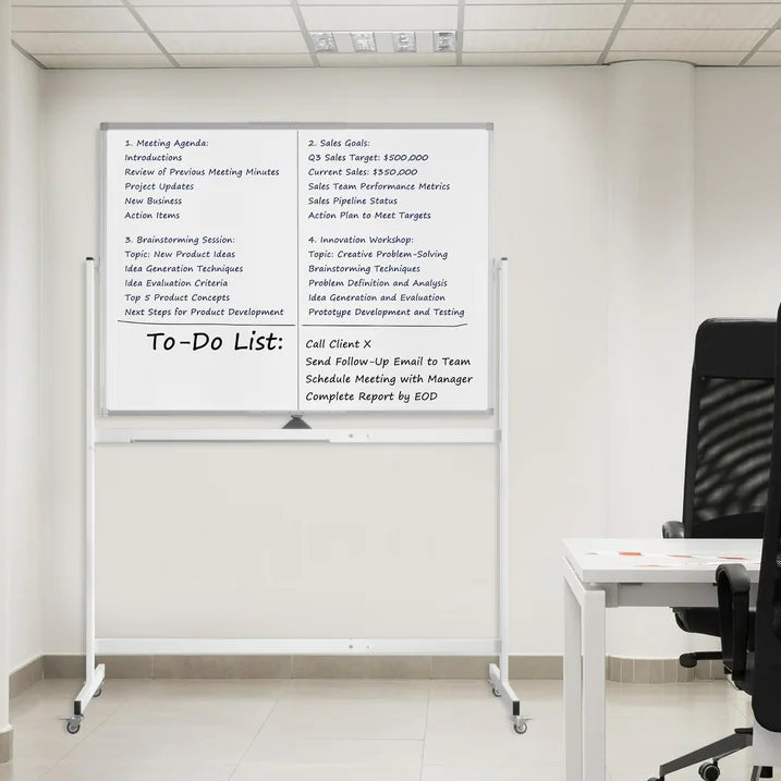 Tooloton Large Rolling Whiteboard on Wheels, 48 x 36 Inches with Stand, 4' x 3' Magnetic Dry Erase Board Easel