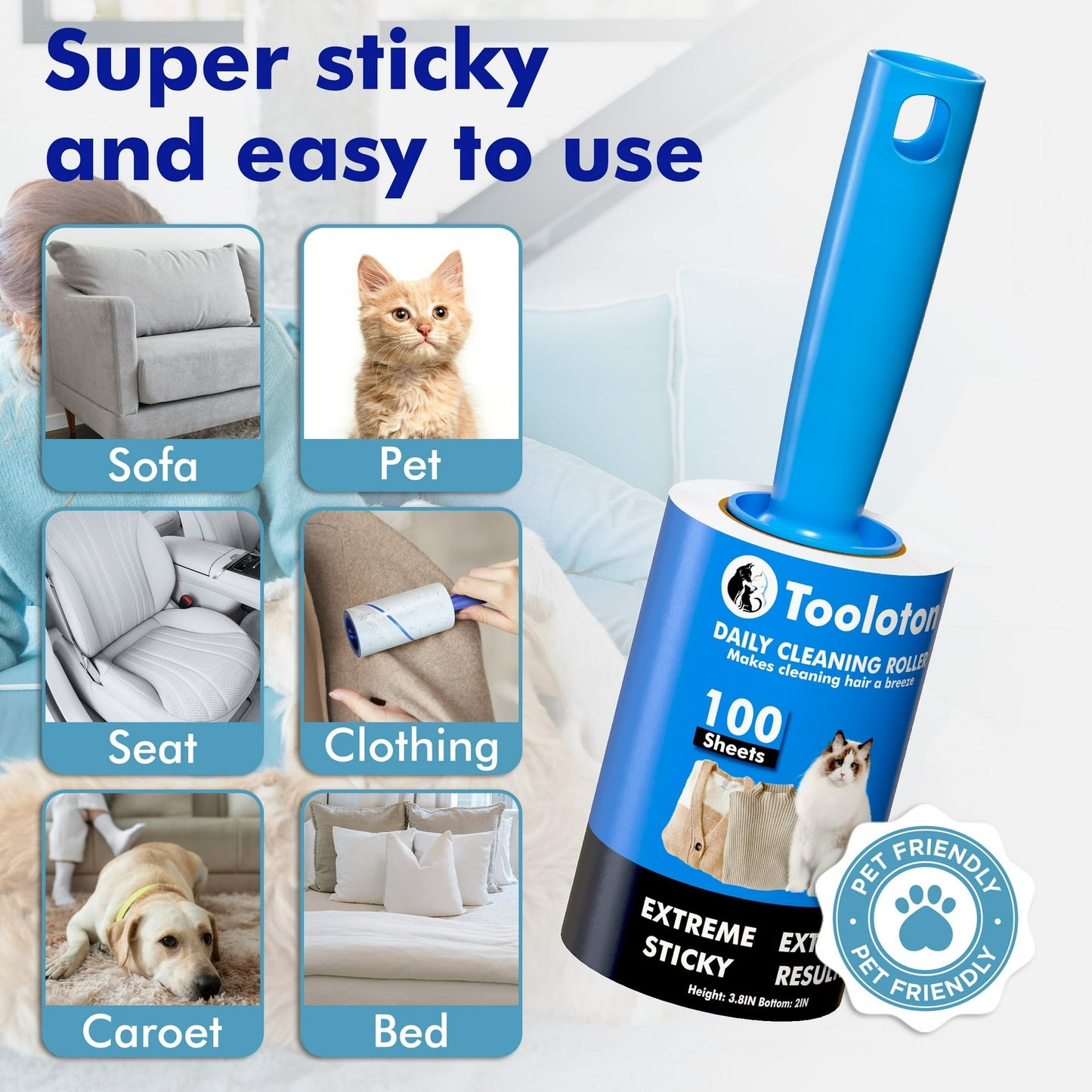 Lint Rollers for Pet Hair Extra Sticky, 1200 Sheets Mega Value Set Lint Rollers for Pet Hair Removal, Dog and Cat Lint Remover for Clothes, Furniture, Carpet