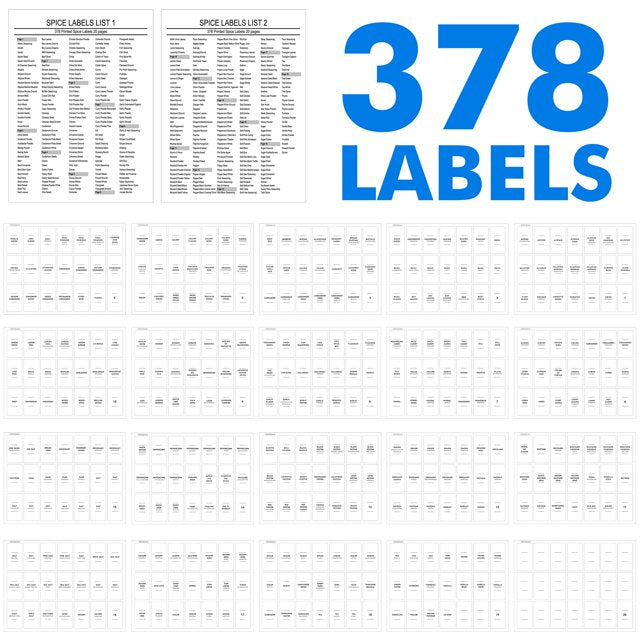 Tooloton 24 Pcs Spice Jars, 374 Spice labels, 386 Round Labels, 1 Collapsible Funnel and 1 Pen