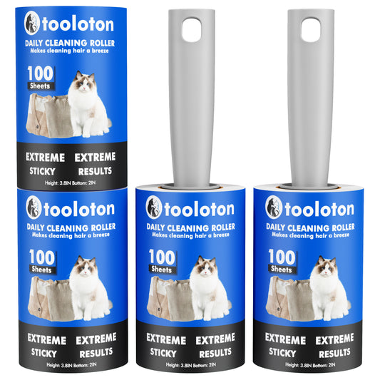 Tooloton Extra Sticky Lint Roller, 4-pack, 400 Sheets