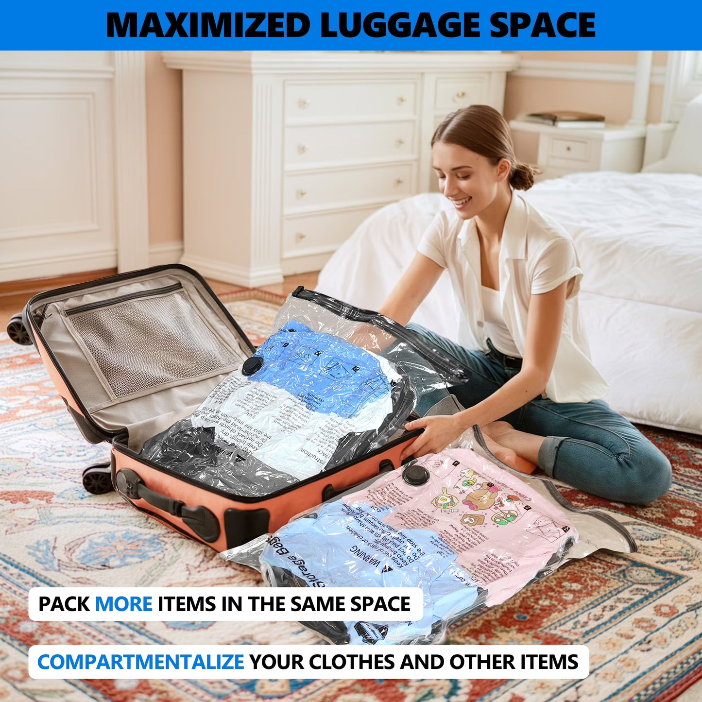 Tooloton 10-Pack Vacuum Storage Bags with Electric Pump, 10L for Clothes & Suitcase