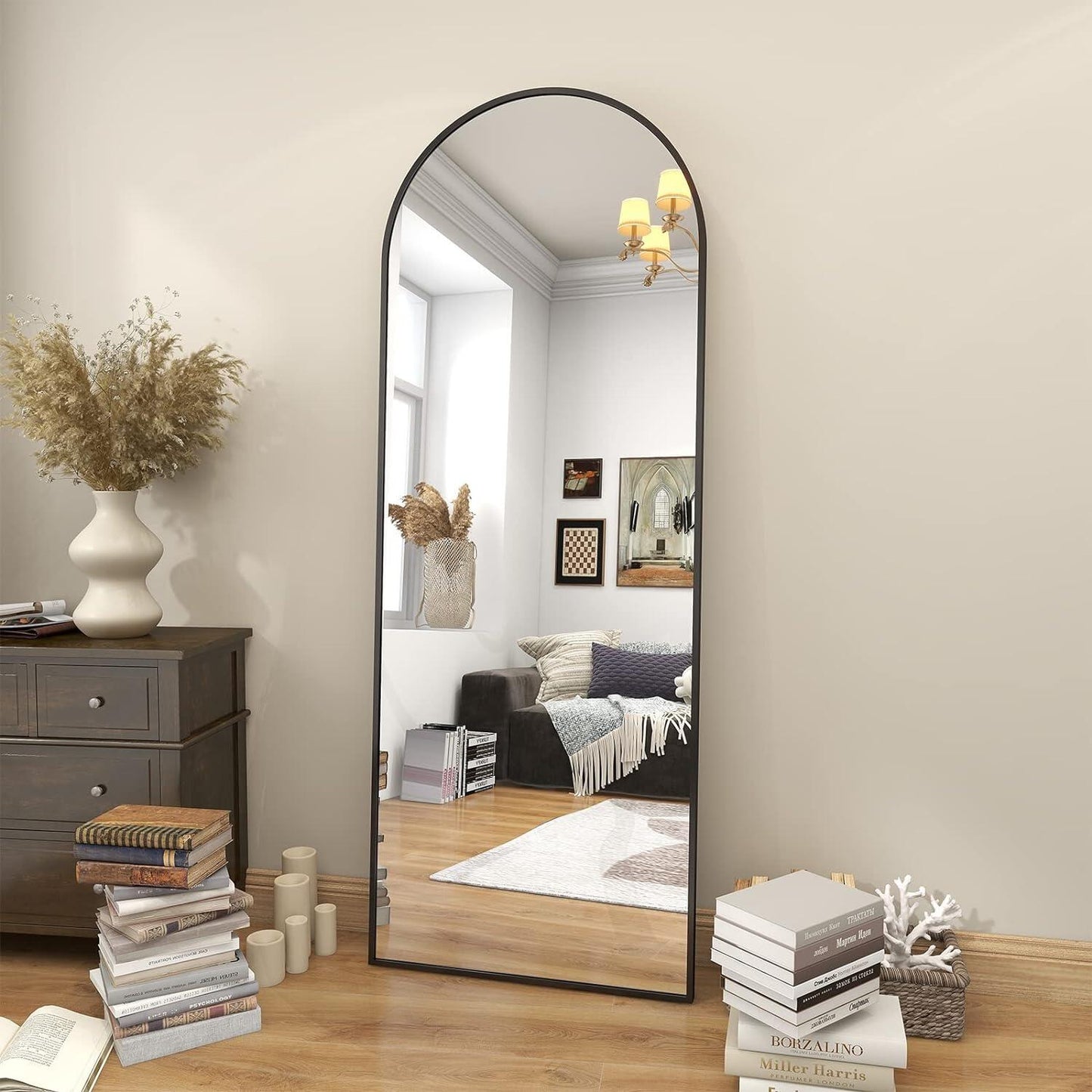 Tooloton Arched Full Length Floor Mirror 64"x21.1" Full Body Standing Mirror