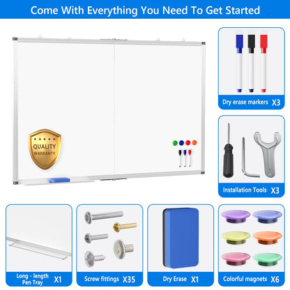 White Board Dry Erase 60 x 36，maxtek Large Magnetic Whiteboard 5' X 3' Dry Erase Board Foldable with Long Marker Tray for Wall-Mounted Aluminum Memo Board Supplies for Class Office & Home