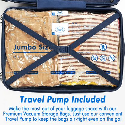 24 Pack Vacuum Storage Bags with Electric Pump, 5 Jumbo, 5 Large, 5 Medium, 5 Small, 4 Roll Up Bags