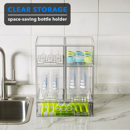 Tooloton Acrylic Stackable Drawers Organizer, 5-Pack for Countertop and Cabinet Storage, 2 Small + 2 Medium + 1 Large, Clear