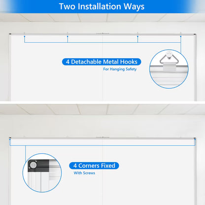 Tooloton 72" x 48" Magnetic Aluminum Frame Whiteboard, Foldable Wall-Mounted Dry Erase Board with Pen Tray