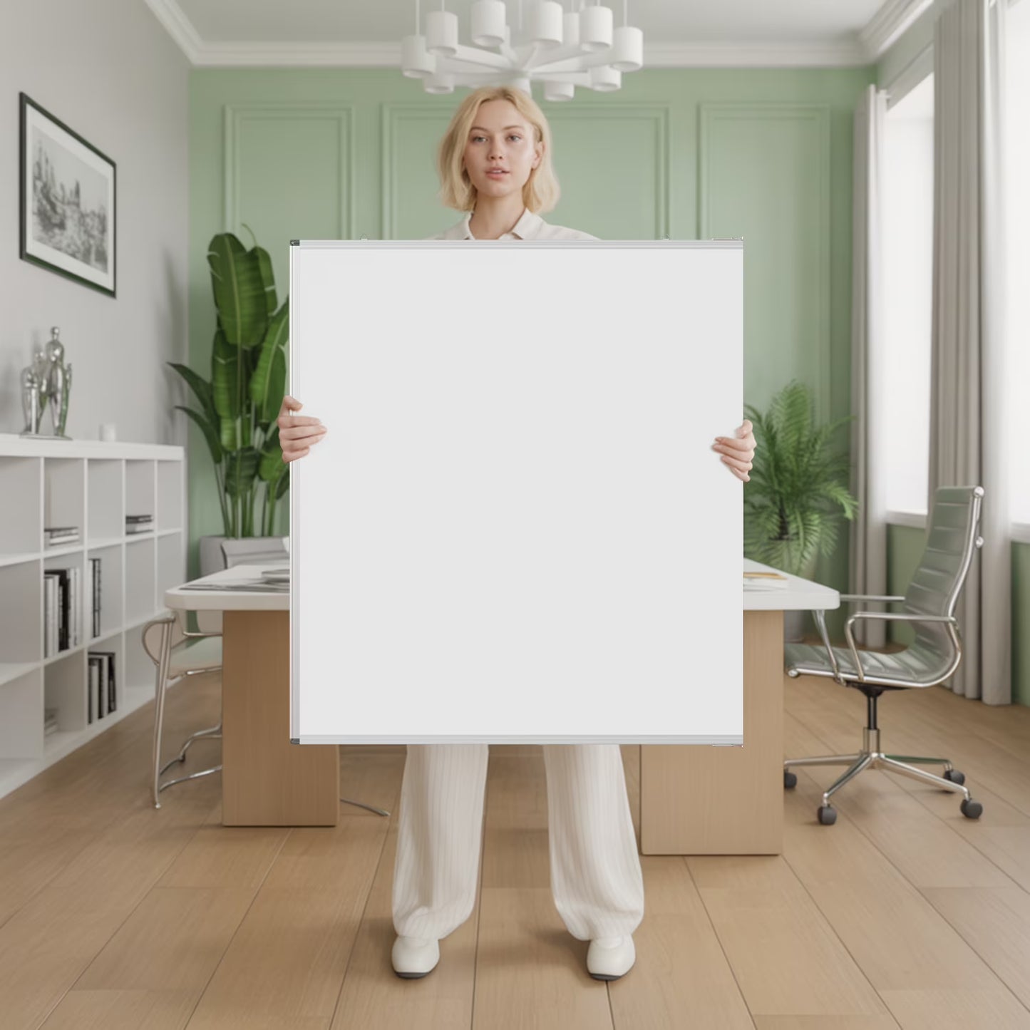 Tooloton 72" x 48" Magnetic Aluminum Frame Whiteboard, Foldable Wall-Mounted Dry Erase Board with Pen Tray