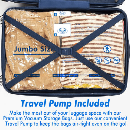 Tooloton Vacuum Storage Bags with Electric Pump, 15 Pack (3 Jumbo, 3 Large, 3 Medium, 3 Small, 3 Roll-Up)