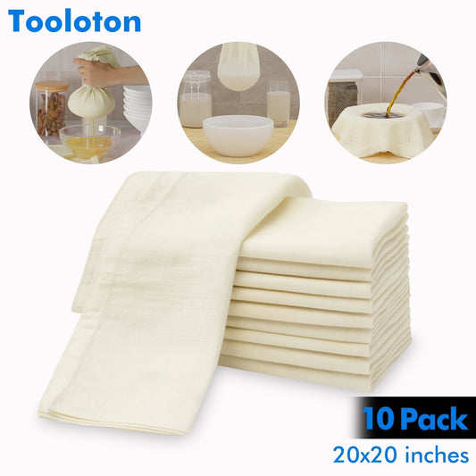 Tooloton Reusable Cheesecloth, 20x20 Inch, 100% Unbleached Cotton, Food Safe Kitchen Straining Cloths