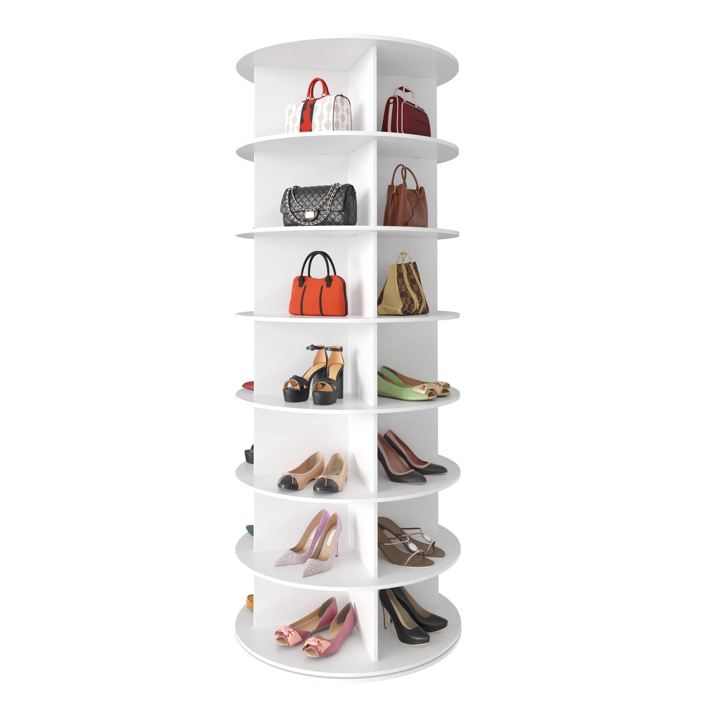 Tooloton 7-Tier Revolving Storage Carousel for Shoes & Handbags, White