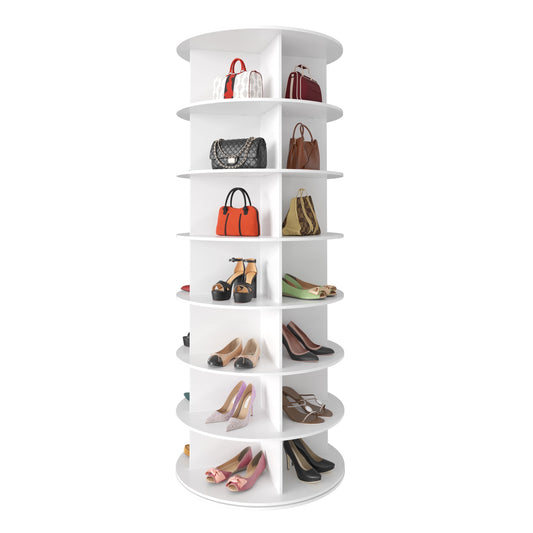 Tooloton 7-Tier Revolving Storage Carousel for Shoes & Handbags, White