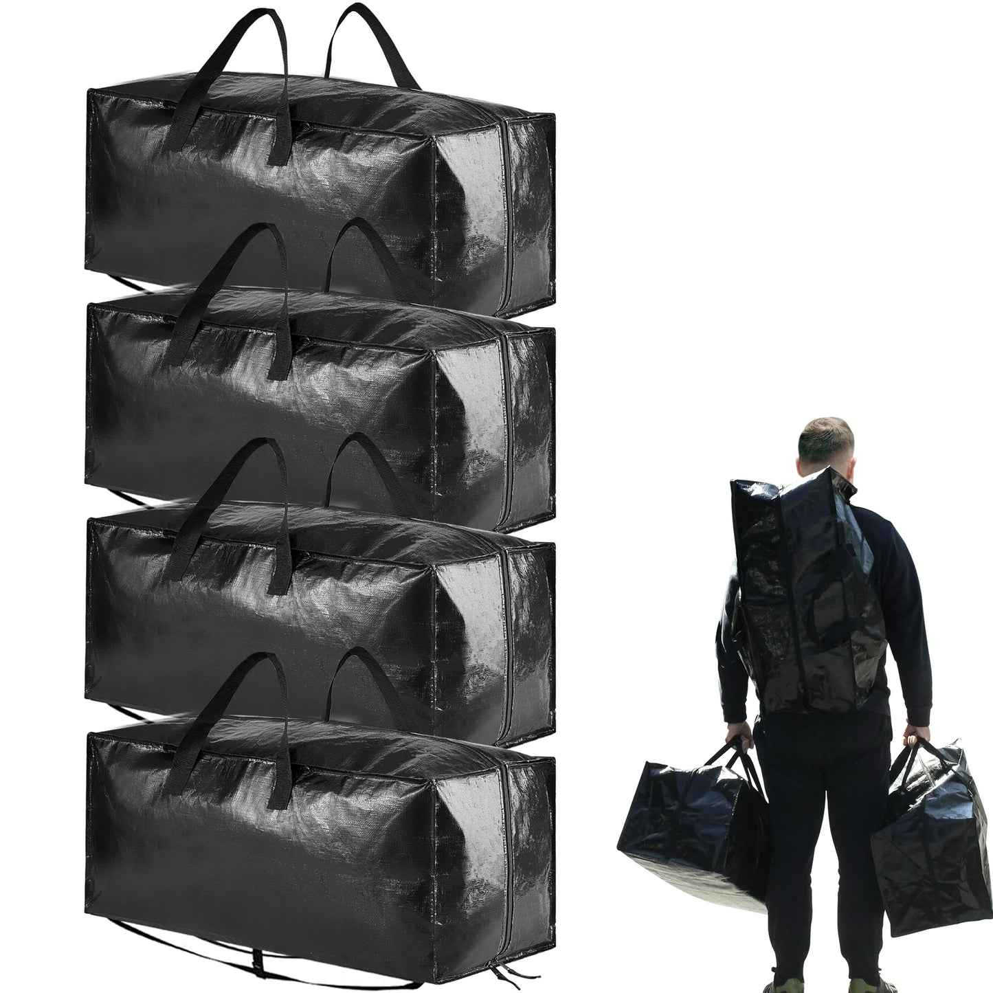 Tooloton Heavy Duty Moving Bags, Extra Large, Black