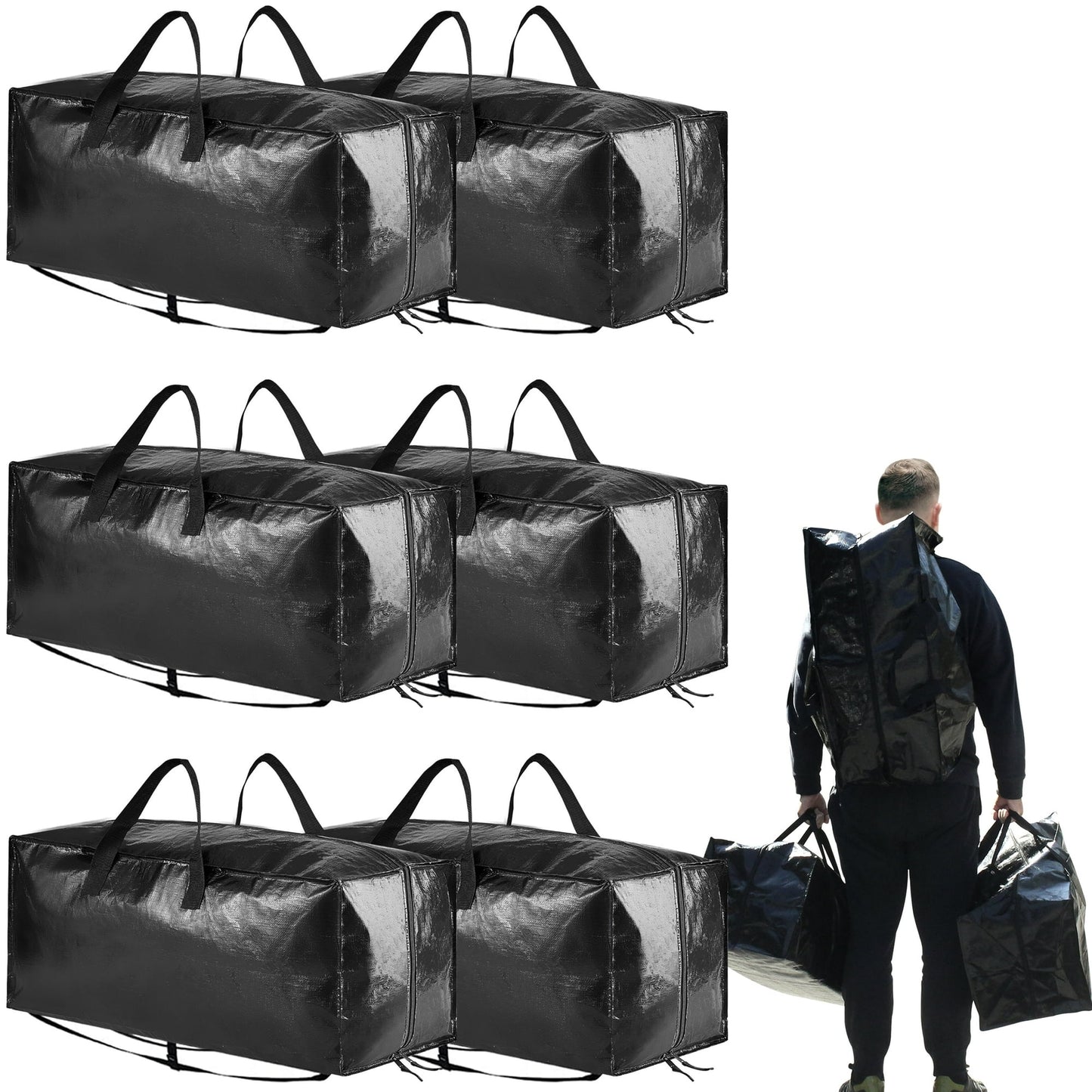 Tooloton Heavy Duty Moving Bags, Extra Large, Black