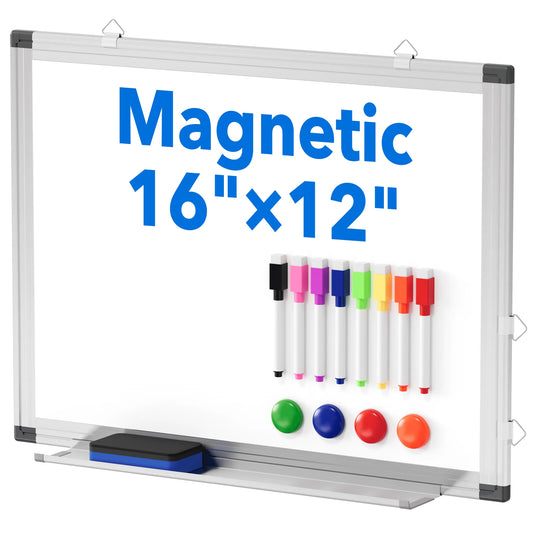 Tooloton Magnetic Whiteboard Dry Erase Board for Wall, 16" X 12" Hanging Small White Board