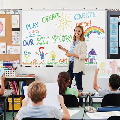 White Board Dry Erase 60 x 36，maxtek Large Magnetic Whiteboard 5' X 3' Dry Erase Board Foldable with Long Marker Tray for Wall-Mounted Aluminum Memo Board Supplies for Class Office & Home
