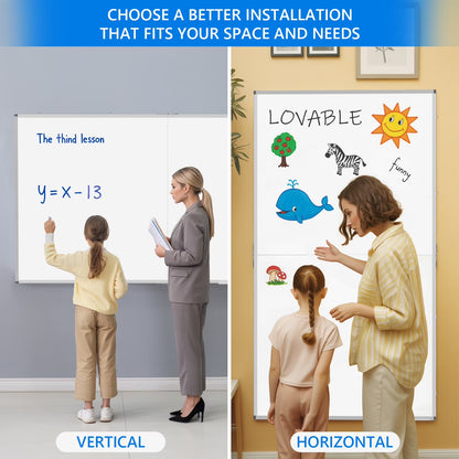 Tooloton 72" x 48" Magnetic Aluminum Frame Whiteboard, Foldable Wall-Mounted Dry Erase Board with Pen Tray