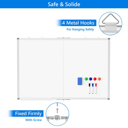 White Board Dry Erase 60 x 36，maxtek Large Magnetic Whiteboard 5' X 3' Dry Erase Board Foldable with Long Marker Tray for Wall-Mounted Aluminum Memo Board Supplies for Class Office & Home